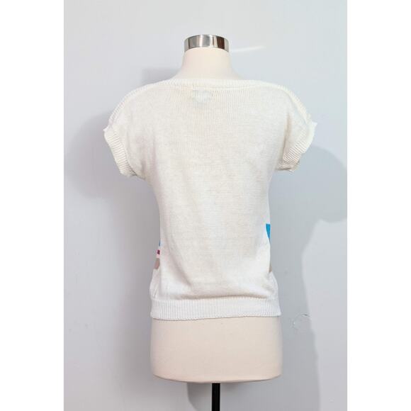 Koret Petites 80s Beach Short Sleeved Sweater - Picture 4 of 6